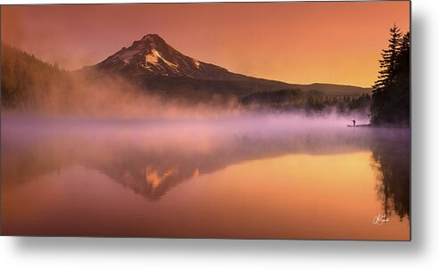 Trillium Lake Metal Print featuring the photograph Fishing in the Fog by Lori Grimmett