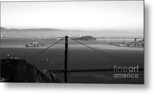 Golden Gate Bridge Metal Print featuring the photograph Golden Gate and Bay Bridges by Linda Woods