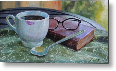 Her Morning Coffee Metal Print featuring the painting Her Morning Coffee by Emily Olson