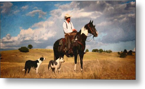 Rodeo Metal Print featuring the painting His three best friends by Dean Wittle