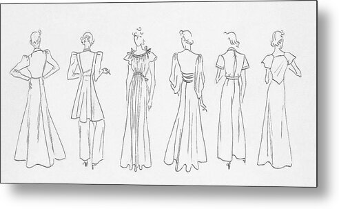 Illustration Metal Print featuring the digital art Illustration Of Models Wearing Evening Outfits by Dilys Wall
