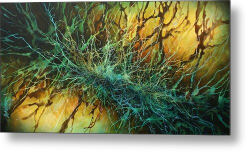 Abstract Metal Print featuring the painting 'its Complicated' by Michael Lang