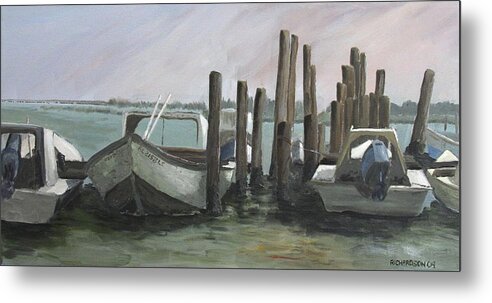 Oyster Boats Metal Print featuring the painting Low Tide by Susan Richardson