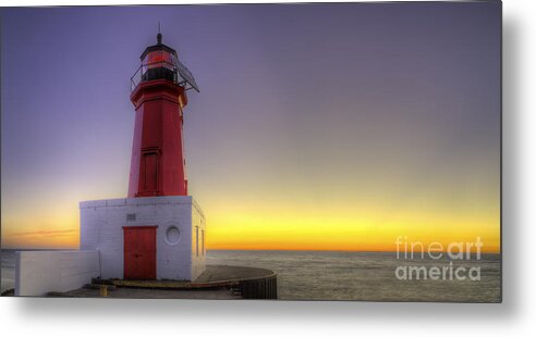 Menominee Metal Print featuring the photograph Menominee Lighthouse at Sunrise by Twenty Two North Photography