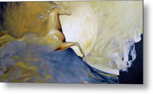 Horse Metal Print featuring the painting Moonlight and Shadow by Dina Dargo