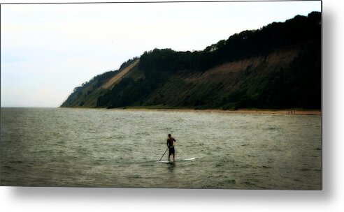 Paddle Board Metal Print featuring the photograph Paddle Boarding along Dunes by Michelle Calkins