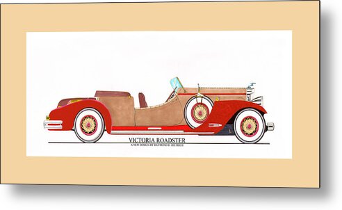 Car Art Metal Print featuring the painting Ray Dietrich Packard Victoria Roadster concept design by Jack Pumphrey