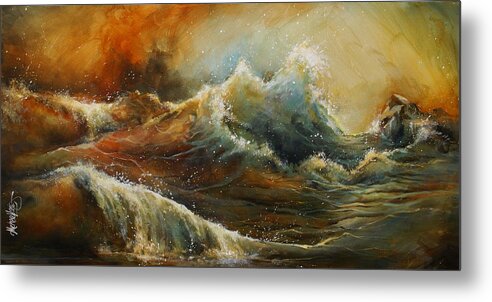 Seascape Metal Print featuring the painting 'sandy' by Michael Lang