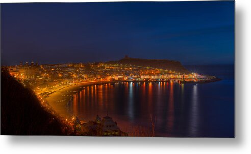 Europe Metal Print featuring the photograph Scarborough Night Lights at Sunrise by Dennis Dame