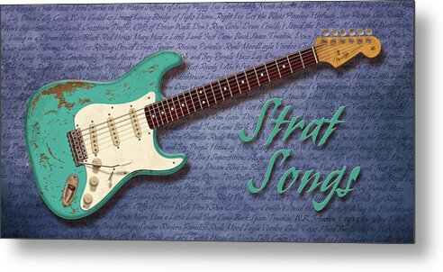 Fender Stratocaster Metal Print featuring the digital art Seafoam Strat Songs by WB Johnston