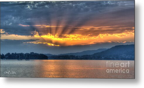 Sunrise Metal Print featuring the photograph Smoky Rays Sunrise wallpaper screensaver and photo download. by Geoff Childs