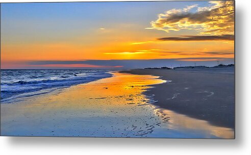 Outer Banks Metal Print featuring the painting Smooth Sunset on Ocracoke Outer Banks by Dan Carmichael