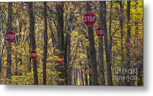 Stop Metal Print featuring the photograph STOP a Subtle Suggestion to Keep Out by Jeannette Hunt