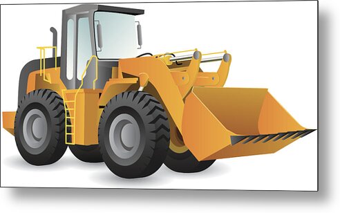 Orange Color Metal Print featuring the drawing Tractor shovel by Lvcandy