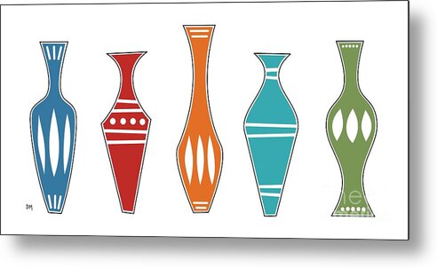Mid Century Modern Metal Print featuring the digital art Vases by Donna Mibus