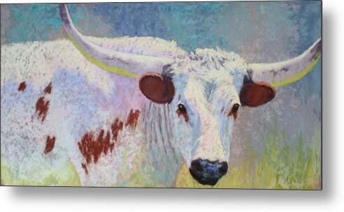 Longhorn Metal Print featuring the painting Where's Texas by Nancy Jolley