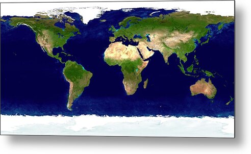 Whole Metal Print featuring the photograph Whole Earth Map by Nasa/science Photo Library