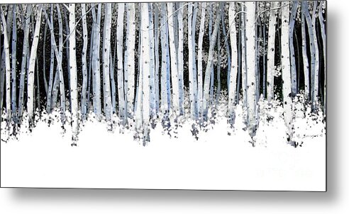 Aspens Metal Print featuring the painting Winter Aspens by Michael Swanson
