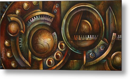 Mechanical Metal Print featuring the painting 'Assembly Required' by Michael Lang