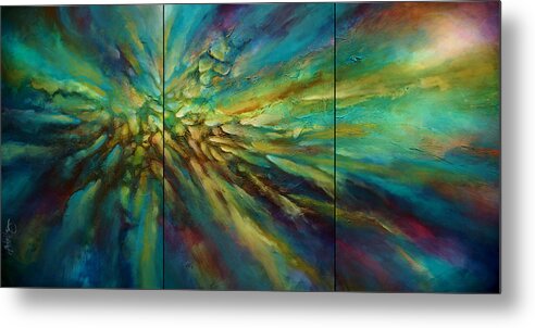 Abstract Metal Print featuring the painting 'Evolution of Light' by Michael Lang