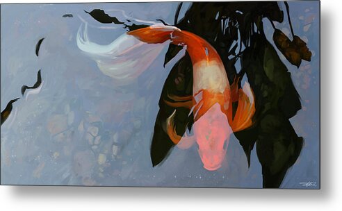 Koi Metal Print featuring the digital art In the Shadows by Steve Goad