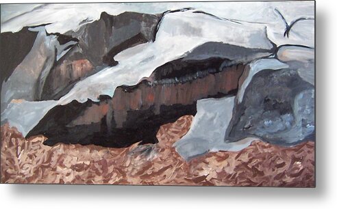 Rocks Metal Print featuring the painting Rock Cut by Krista Ouellette