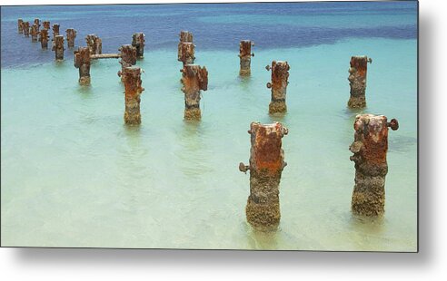 Aruba Metal Print featuring the photograph Rusted Iron Pier Dock by David Letts