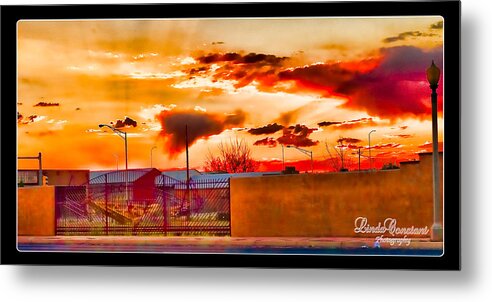 Train Station Metal Print featuring the photograph Sunset Station by Linda Constant