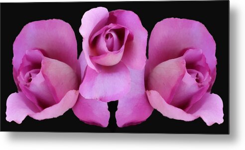 3 Roses Painterly Metal Print featuring the digital art Three Roses Painterly by Ernest Echols