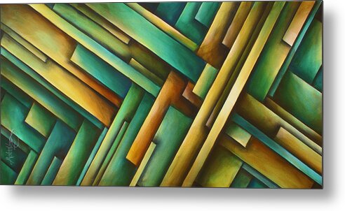 Geometric Metal Print featuring the painting ' Labyrinth' by Michael Lang