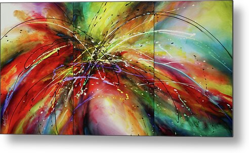 Abstract Metal Print featuring the painting ' Shattered Forms ' by Michael Lang