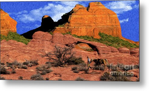 Cowboy Metal Print featuring the photograph Cowboy Sedona VER 1 by Larry Mulvehill