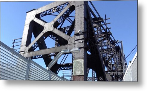 Collection: Strong As Steel Coffee Mug Collection Metal Print featuring the digital art Harahan Bridge Memphis by Karen Francis