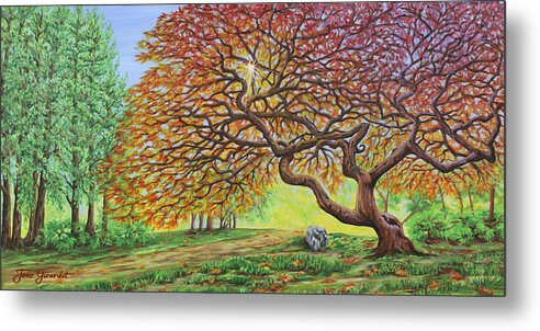 Japanese Metal Print featuring the painting Japanese Maple #2 by Jane Girardot
