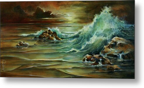 Seascape Metal Print featuring the painting Seascape #1 by Michael Lang