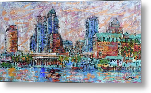  Metal Print featuring the painting Tampa Skyline by Jyotika Shroff