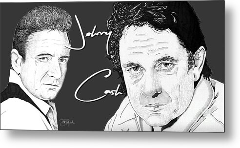 Johnny Metal Print featuring the drawing Johnny Cash #2 by Bill Richards