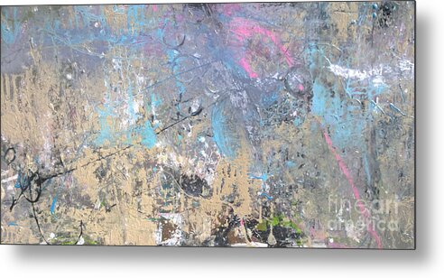 Abstract Expressionism Organic Inflection Robert Anderson Wilmington Nc Texture Action Drip Landscape Metal Print featuring the painting Abstract #42115a by Robert Anderson