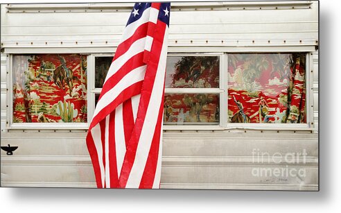 Our Town Metal Print featuring the photograph All American Trailer and Curtains by Craig J Satterlee