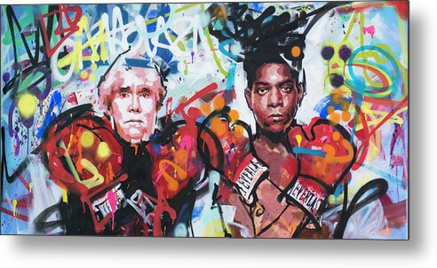 Jean Michel Metal Print featuring the painting Andy Warhol and Jean-Michel Basquiat by Richard Day