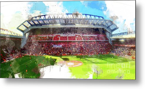 Anfield Metal Print featuring the digital art Anfield Stadium by Airpower Art