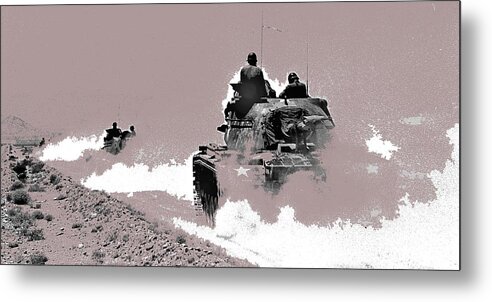 Army Reservists Summer Camp Tanks Death Valley California 1968-2016 Metal Print featuring the photograph Army Reservists summer camp tanks Death Valley California 1968-2016 by David Lee Guss