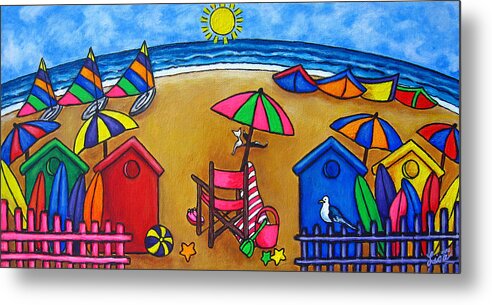Beach Metal Print featuring the painting Beach Colours by Lisa Lorenz