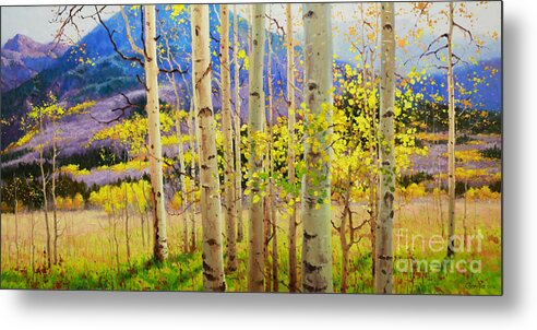 Aspen Forest Tree Metal Print featuring the painting Beauty of Aspen Colorado by Gary Kim