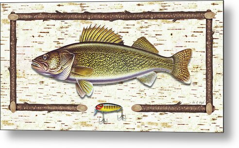 Walleye Metal Print featuring the painting Birch Walleye by JQ Licensing