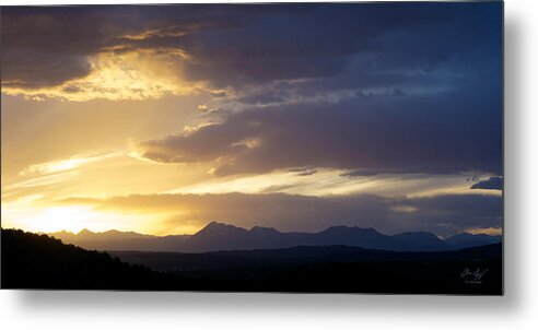 Blue Metal Print featuring the photograph Blue and Yellow Sunset by Aaron Spong