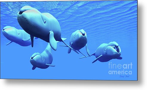 Bowhead Whale Metal Print featuring the painting Bowhead Whale Pod by Corey Ford