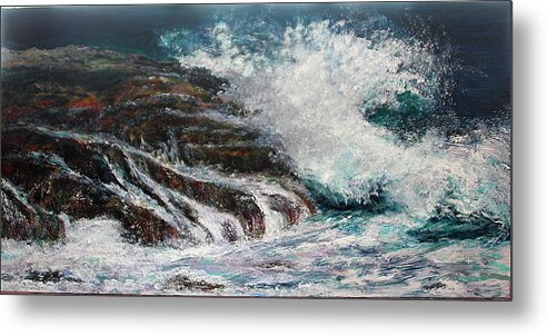 Original Metal Print featuring the painting Breaking Wave by Michele A Loftus