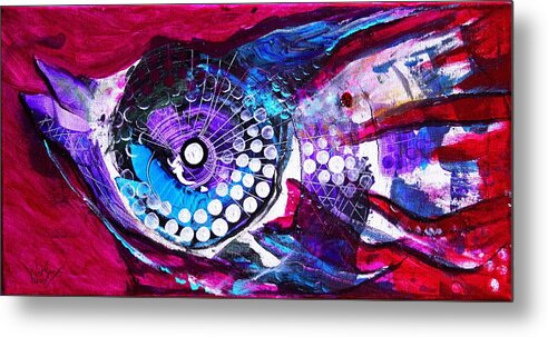 Fish Metal Print featuring the painting Chinese Duck Fish with Ladybug by J Vincent Scarpace