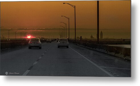 Sunset Metal Print featuring the photograph City Bridge Sunset by Metaphor Photo